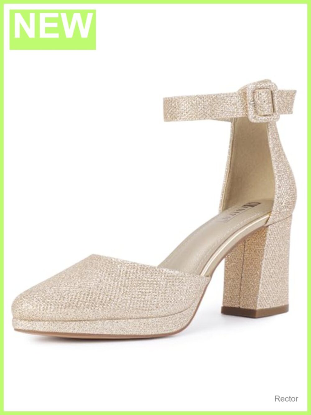 IDIFU Women's Chunky Block Low Heel Pumps with Ankle Strap - 3 Inch Platform